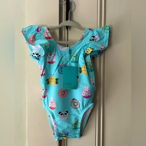 NWT Posh Peanut Donuts Ruffled Cap Sleeve Swimsuit